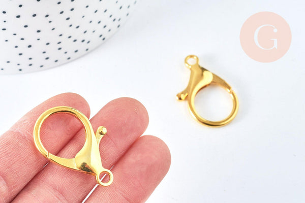 Fermoir grand mousqueton perroquet laiton doré 34.5mm, x1 (G6894)