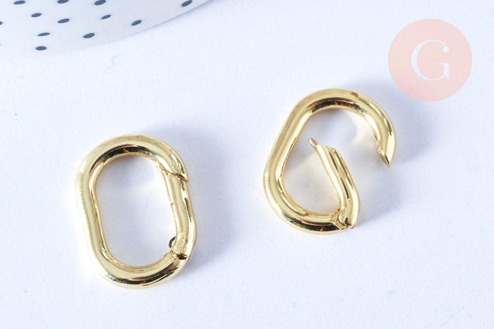Fermoir mousqueton à clapet en laiton doré 18K 19.5mm, x1 (G7252)