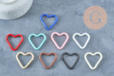 Fermoir mousqueton coeur en aluminium coloré 43mm, x1 (G8144)