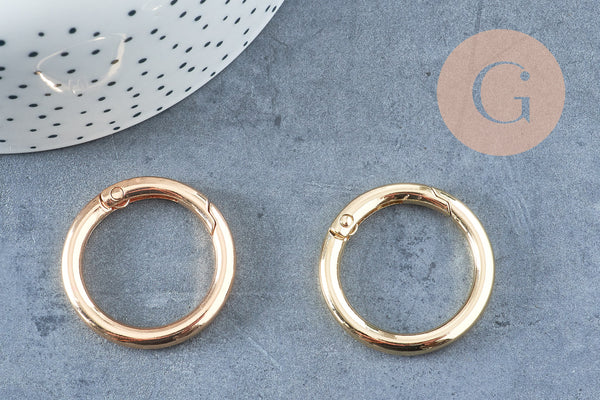 Fermoir mousqueton rond clapet XXL rond zamac doré 32.5mm, x1 (G9904)