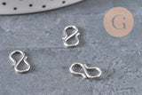 Clasps hook S 304 stainless steel platinum 12mm, x5 (G11181)