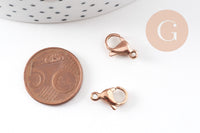 Fermoirs mousquetons acier 304 inoxydable or rose IP 13mm, x5 (G10893)
