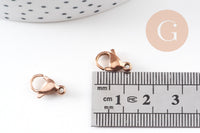 Fermoirs mousquetons acier 304 inoxydable or rose IP 13mm, x5 (G10893)