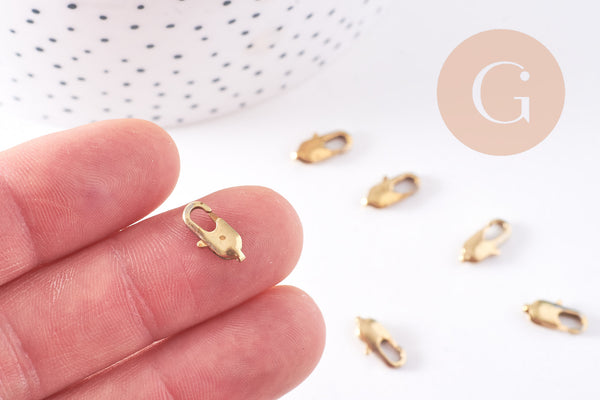 Fermoirs mousquetons laiton brut 12mm, x5 (G10706)