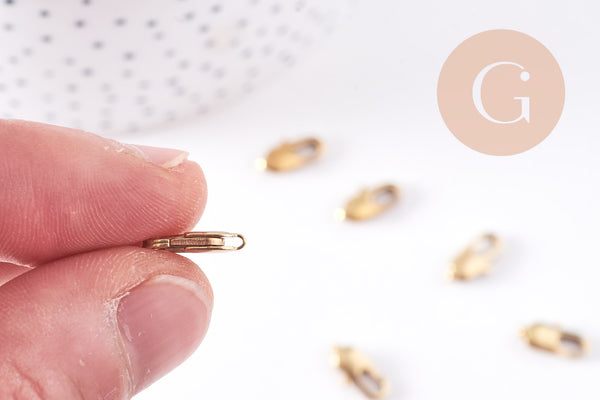 Fermoirs mousquetons laiton brut 12mm, x5 (G10706)