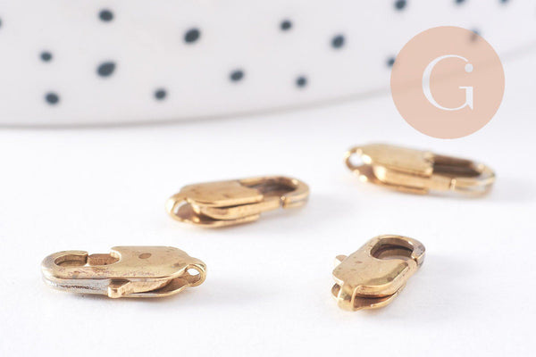 Fermoirs mousquetons laiton brut 12mm, x5 (G10706)