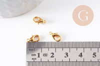 Fermoirs mousquetons zamac doré 10mm, x50 (G4961)