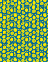 Feuille de transfert polymère – Motif Citrons Fond bleu 14x10 cm, x1 (G11010)
