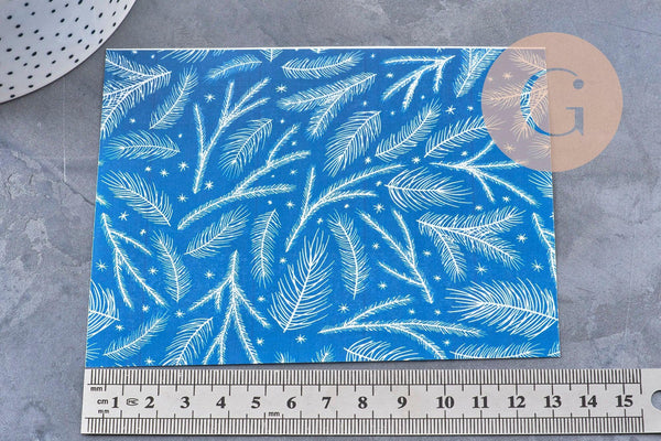Feuille de transfert polymère – Motif Hiver Fond bleu 14x10 cm, x1 VALIDE