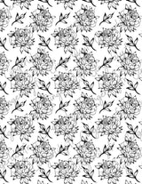 Feuille de transfert polymère – Pivoines Noir & blanc 14x10 cm, x1 (G10762)