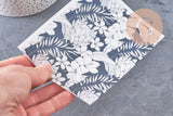 Feuille de transfert polymère – fleurs tropicales fond noir 14x10 cm, x1 (G10785)