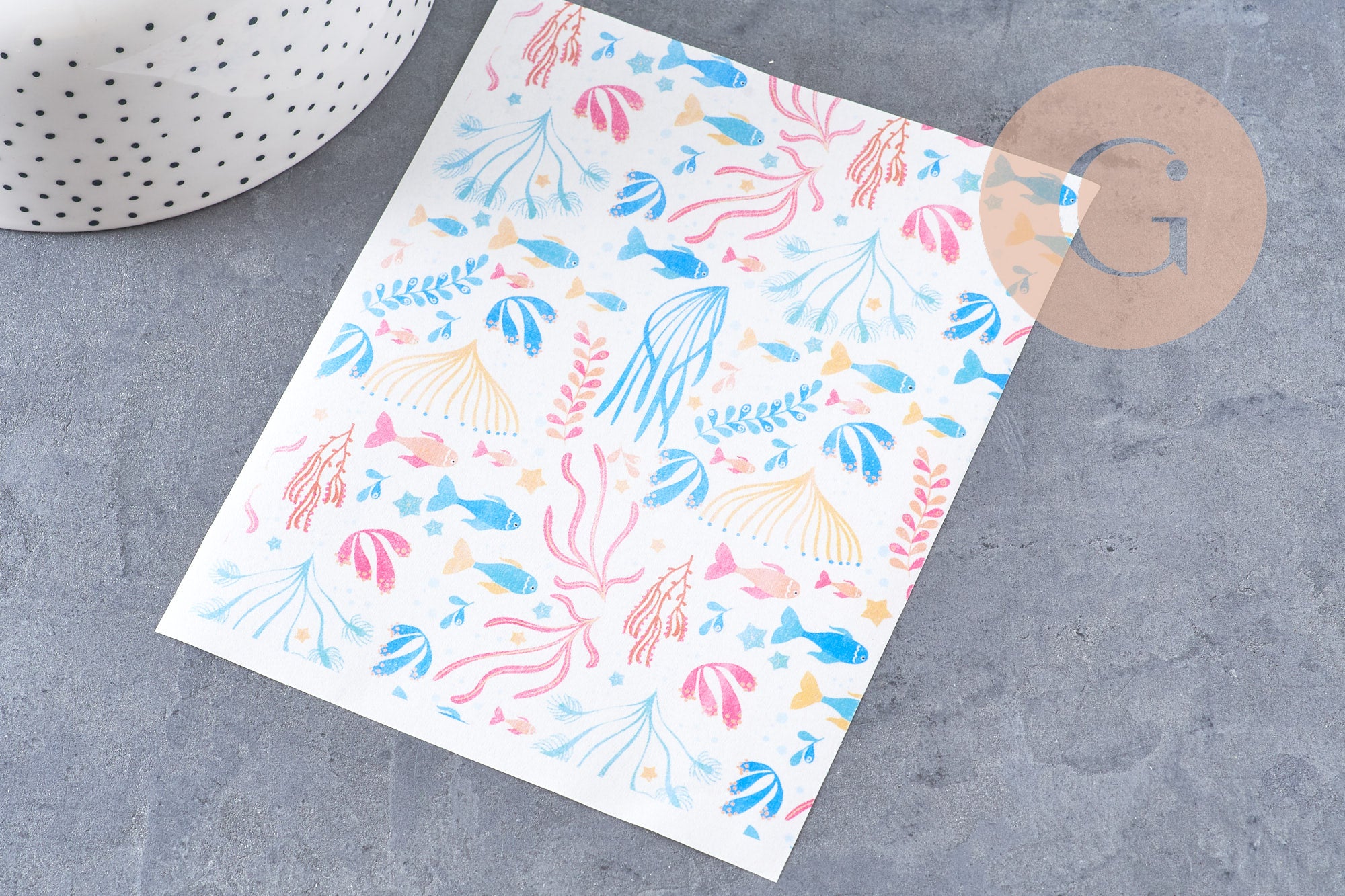 Feuille de transfert polymère – motifs Corail Multicolore 14x10 cm, x1 (G10768)