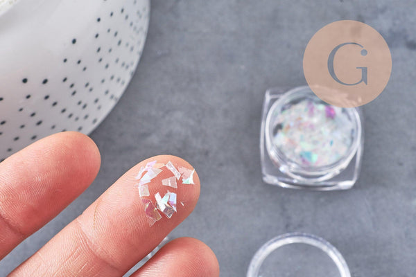 Feuille holographique pour création de bijoux, inclusion résine ou création pâte polymère, x1 boite de 0.3 grammes (G5898)