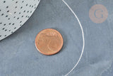 Fil argent métallisé nylon à broder-couture-bijoux 0.6mm,x5 mètres (G8138)