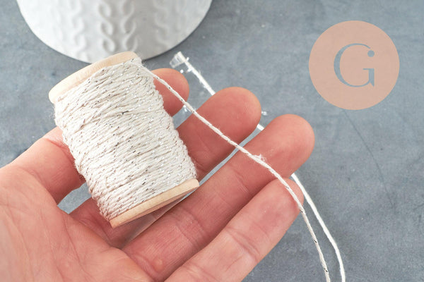 Fil blanc argent 1mm, bobine de 30 mètres, x1 (G2451)