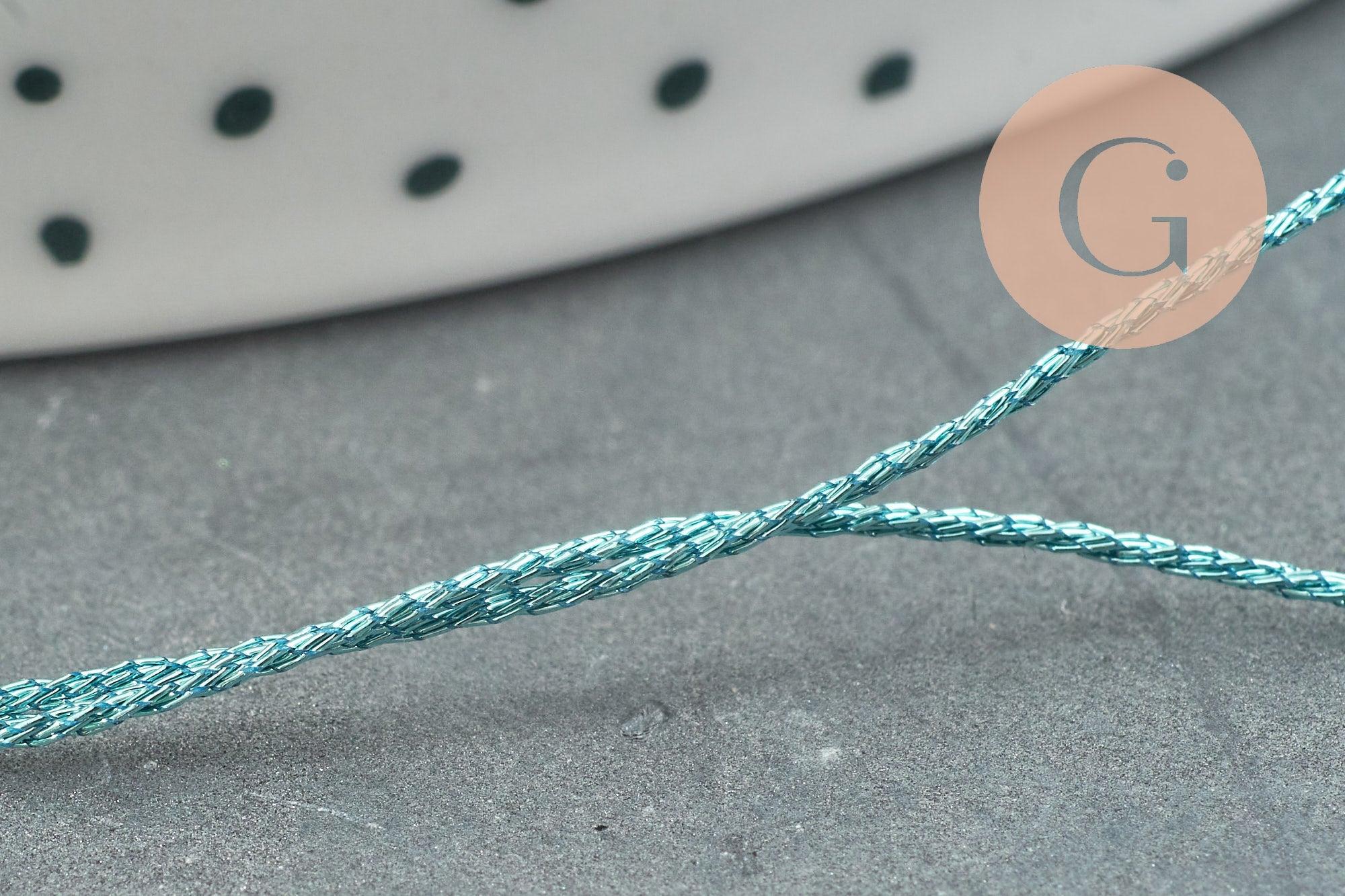 Fil bleu métallisé nylon à broder-couture-bijoux 0.8mm, x5 Mètres (G0505)