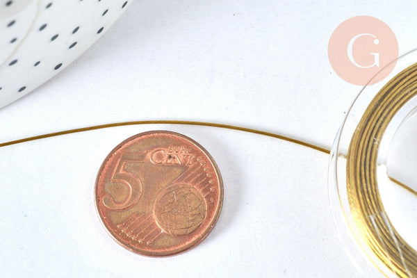 Fil câblé gainé acier inoxydable doré 0.6mm,x1 Bobine de 10 mètres (G6777)