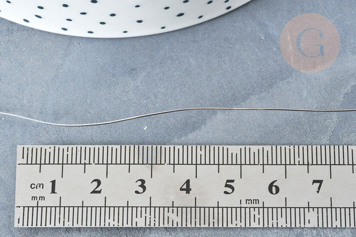 Fil d'acier inoxydable platine argenté 0.5mm, x1 Mètre (G8195)
