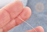 Fil nylon métallisé argent 0.6mm, fabrication bijoux,création broderie, x 5mètres G8490