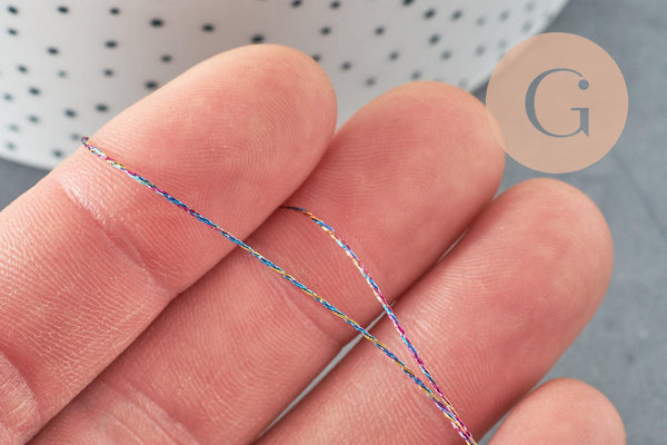Fil polyester métallisé multicolore 0.4mm, x1 bobine de 50 mètres (G5941)