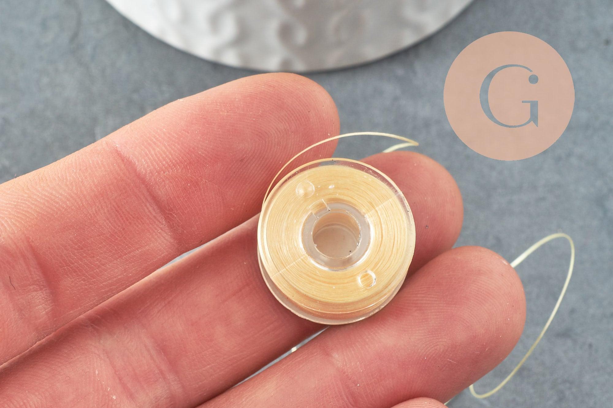 Fil pour tissage de perles delica miyuki nylon jaune clair 0.1mm, x1 rouleau 91 mètres (G10566)