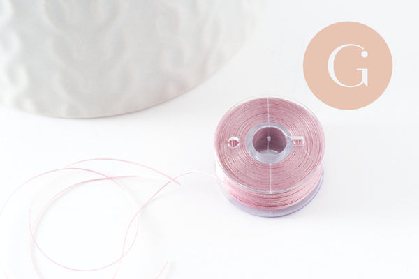 Fil pour tissage de perles delica miyuki nylon rose 0.1mm, x1 rouleau de 46 mètres (G10564)