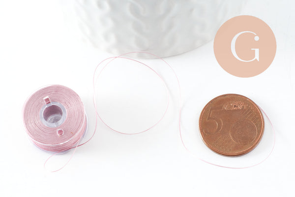 Fil pour tissage de perles delica miyuki nylon rose 0.1mm, x1 rouleau de 46 mètres (G10564)