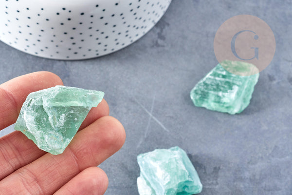 Fluorite verte naturelle brute 30-42mm ,fluorite naturelle pour création bijoux lithothérapie, x1 (G8628)