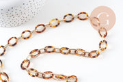 Large round chain in tortoiseshell acrylic and textured gold aluminium, 17.5mm, x1 meter (G5066)