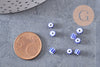 Grosse Perle rocaille rayé bleu blanc 3-4.5mm, x10gr (G9280)
