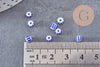 Grosse Perle rocaille rayé bleu blanc 3-4.5mm, x10gr (G9280)