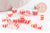 Grosse Perle rocaille rayé rouge blanc 3-4.5mm, x 10gr (G9419)