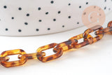 Grosse chaine écaille acrylique léopard perle acétate 14mm , x1 mètre (G2838)