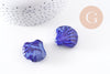 Grosse perle porcelaine bleu foncé coquillage, perle céramique géométrique fabrication en céramique, 29-33mm, x2 (G5377)