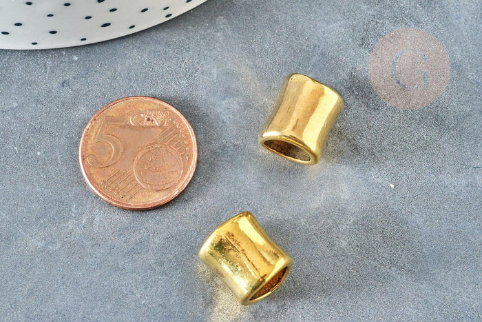 Grosse perle tube zamac doré cylindrique 14.5mm, x10 (G8391)