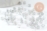 Grosses perles de rocaille gris clair transparent 4mm, x10Gr (G3739)