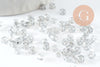 Grosses perles de rocaille gris clair transparent 4mm, x10Gr (G3739)