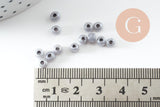 Grosses perles de rocaille gris irisé 4mm, x10Gr (G3673)