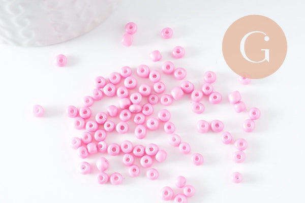 Grosses perles de rocaille rose 2.5-3mm, x10 gr (G3732)