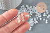 Grosses perles rocaille transparentes irisées 4mm, x 20Gr (G1392)