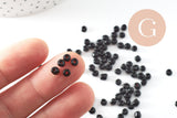 Grosses perles rocaille noire 4mm, x10Gr (G0901)
