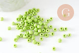 Grosses perles rocaille vert clair 4mm, x10 Gr (G1593)