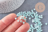 Grosses perles rocaille vert nacré, perles rocaille vertes, vert opaque, diamètre 4mm x 10Gr (G3815)