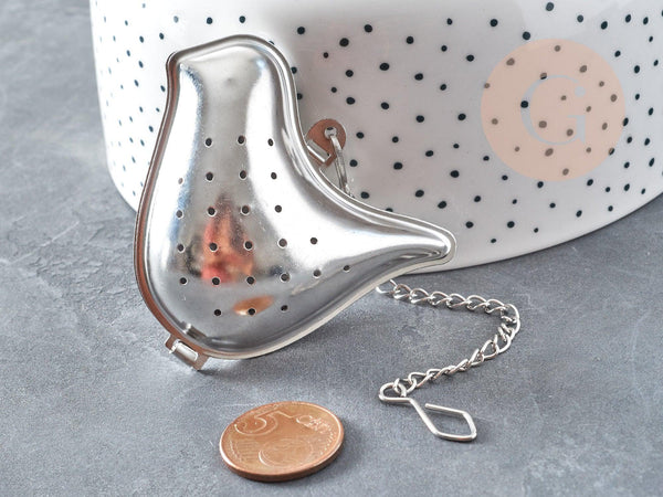 Infuseur à thé oiseau acier 304 inoxydable avec crochet, x1 (G9148)