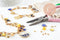 Kit Bracelet + Collier DIY – Thème Mystique / Océan / Fruits – Breloques + Chaîne Dorée – Idéal débutante & cadeau, x1 (G9554)