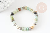Kit Bracelet pour Homme amazonite naturelle zamac argenté MARIUS, x1 pochette 1 bracelet (G9175)