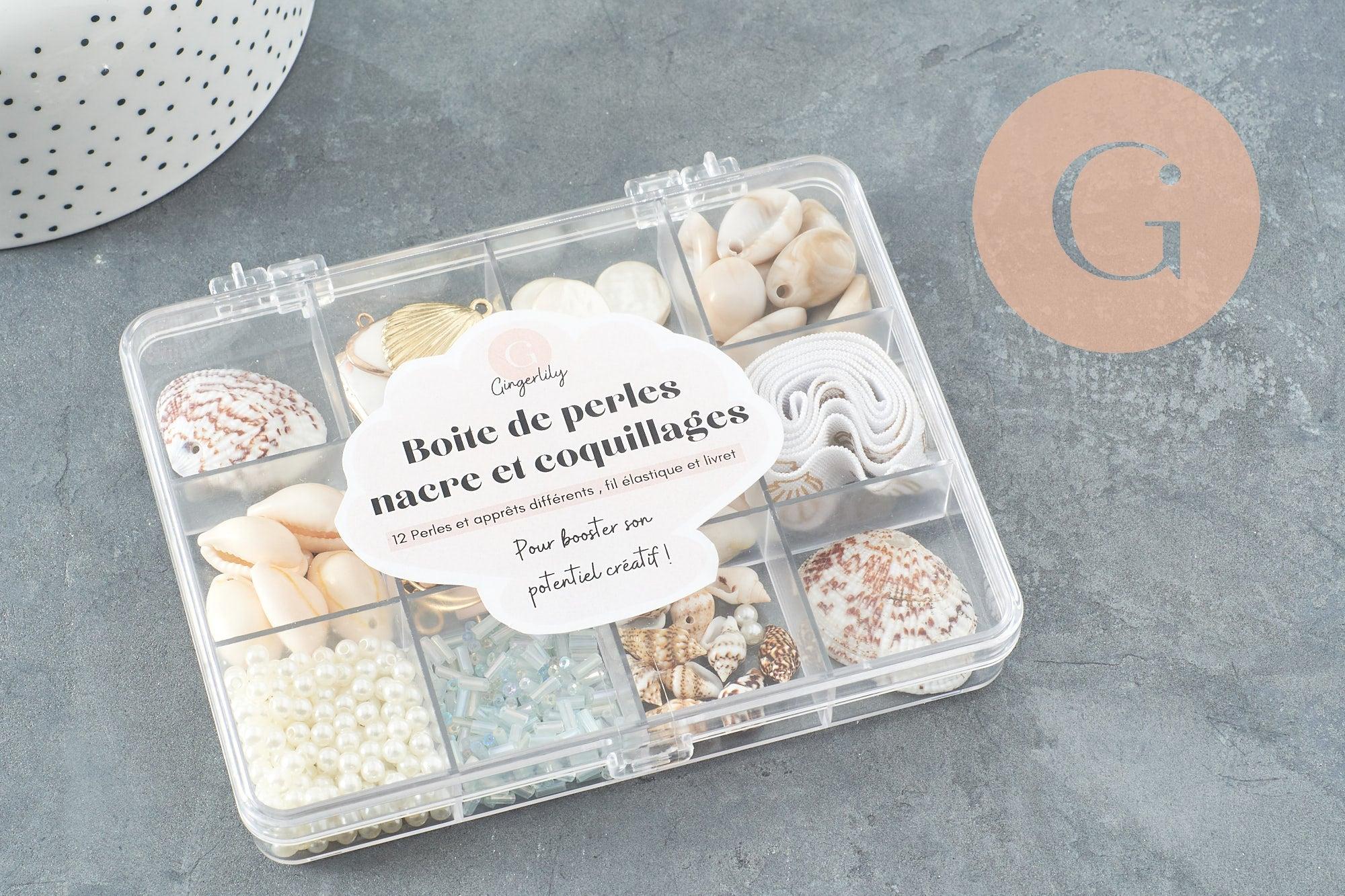 Kit Nacre & Coquillage blanc , Coffrets et kits de perles pour la création de bijoux fantaisie DIY, x1 ( G10029)