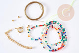 Kit collier Vecchio multicolore personnalisé lettres zircon 40cm, Coffrets et kits création de bijoux fantaisie DIY, la pochette (G8749)