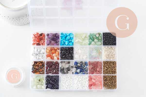 Kit mix de perles 18 couleurs pierre Lithothérapie x1 (G10956) VALIDE