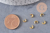 Lune à coller zamac doré 4x5mm,fournitures à coller pour décorer pierres et bijoux en inclusion résine, x2 G8250